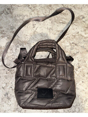 Gymshark Gray Quilted Top Handle Crossbody Bag Zip Closure Adjustable Strap